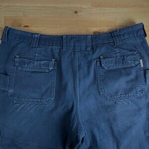 Duluth Trading Cargo Pants Mens 46x30 Navy Blue Relaxed Fit Canvas Workwear